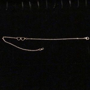 Silver hearts ankle bracelet